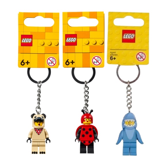 Lego Other - 🖤 LEGO Costume Keychain Lot of 3 French Bull Dog Guy, Lady Bug Girl, Shark Suit